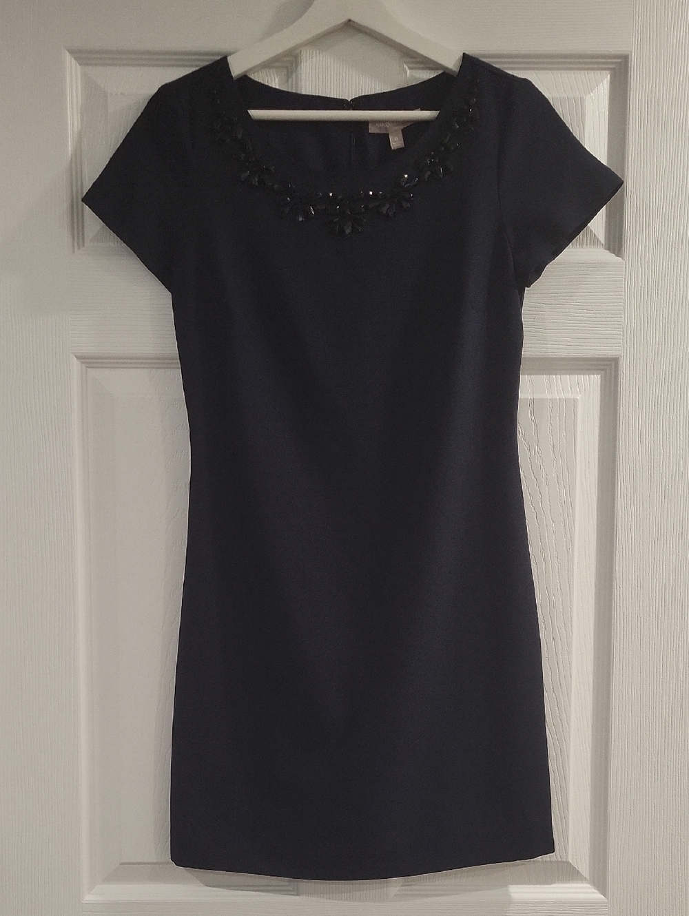 Banana Republic Navy Beaded Scoop Neck Mini Dress